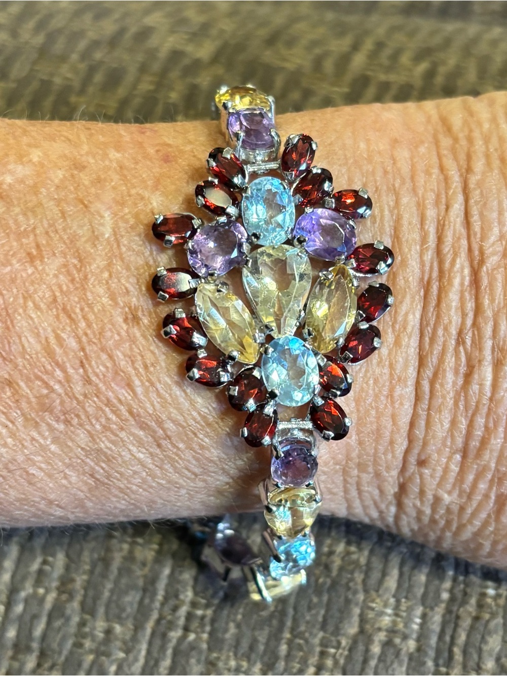 Sterling silver bracelet with various gemstones - Picture 2 of 12